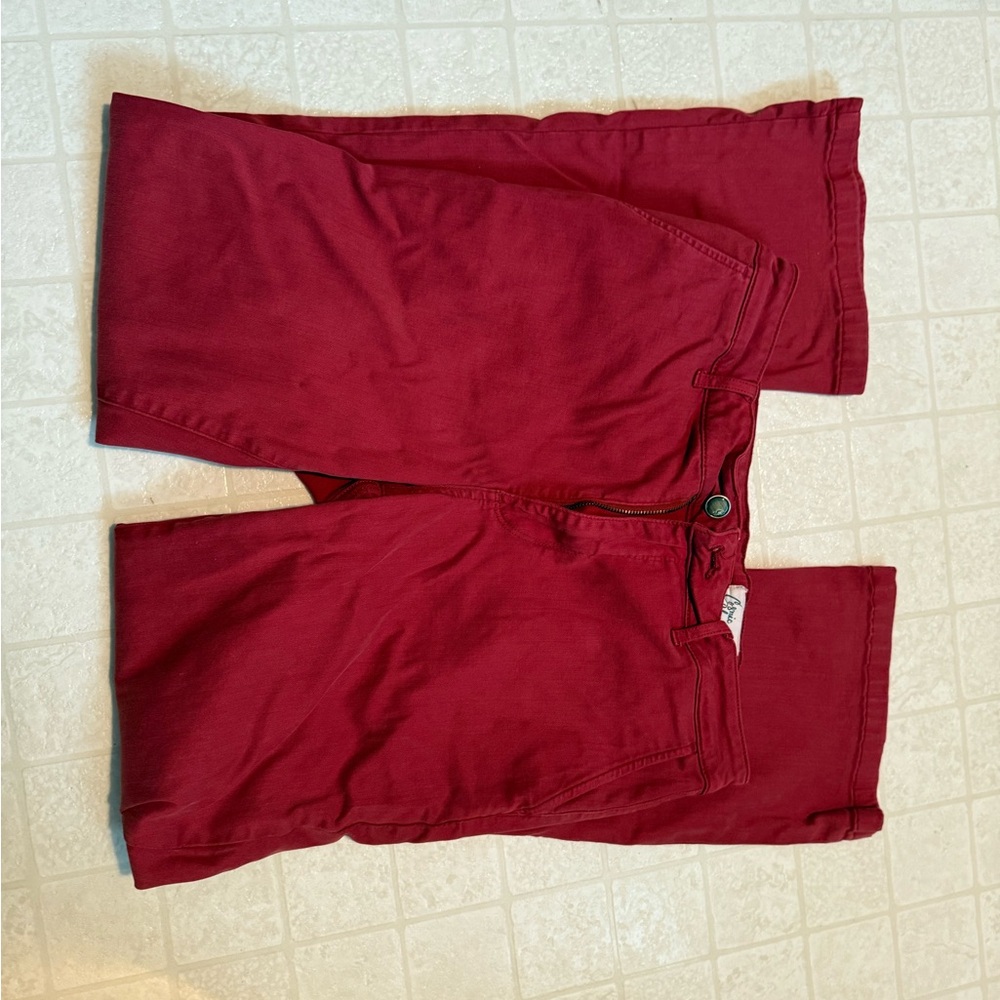 Red Slight Flare-Leg Pants